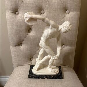 Vintage Discobolus of Myron Sculpture - Discus Thrower Marble Statue